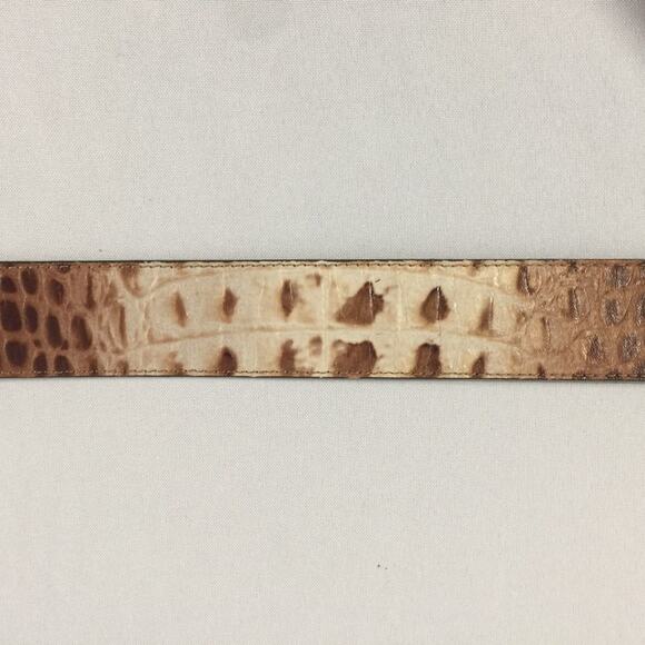 Vintage Cache Leather Belt Alligator Tan Brown 3.75" Buckle Antique Gold USA - Picture 4 of 9